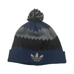 Adidas Navy, Black and Gray Pom-Pom Beanie
